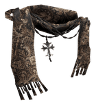 Brown Mandala textured Chrome scarf w pendant