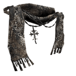 Leopard textured Chrome scarf w pendant