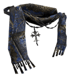 Blue And Gold textured Chrome scarf w pendant