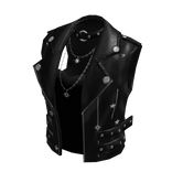 Biker Vest with Layered Top (Black)