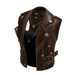 Biker Vest with Layered Top (Brown)