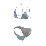 Bikini Blue Swimsuit Hawaiian Flowers String Tied