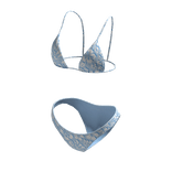 Bikini Blue Swimsuit Hawaiian Flowers String Tied