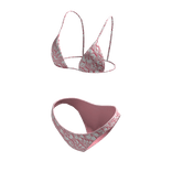 Bikini Pink Swimsuit Hawaiian Flowers String Tied