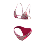 Bikini Pink Swimsuit Hawaiian Flowers String Tied