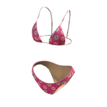 Bikini Pink Swimsuit Hawaiian Flowers String Tied