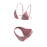 Bikini Pink Swimsuit Hawaiian Flowers String Tied