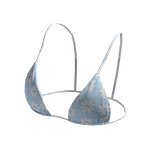 Bikini Top Blue Hawaiian Flowers String Tied Beach