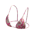 Bikini Top Pink Hawaiian Flowers String Tied Y2K