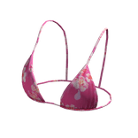 Bikini Top Pink Hawaiian Flowers String Tied Y2K