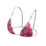 Bikini Top Pink Hawaiian Flowers String Tied Y2K