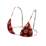Bikini Top Red Hawaiian Flowers String Tied Y2K