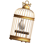Bird Cage w Dove (front) - Gold