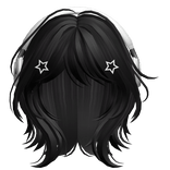 Black2 Short Wolf Cut Hair with Headphones