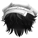 Black3 Messy Hair w/ Skull Punk Cap