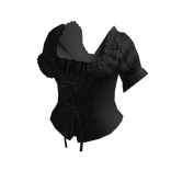 Floral Puff Sleeve Top with Ties (Black)