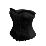 Floral Lace-Up Corset Top (Black)