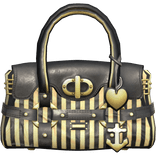 Black 2000s Designer Captain Bag Gold Stripes