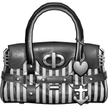 Black 2000s Designer Captain Bag Silver Stripes
