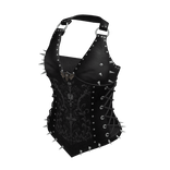 Spiked Ring Strap Corset Top (Black)