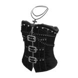 Studded Buckle Corset Top (Black)