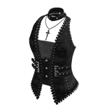 Studded Vest w/ Bandeau Top (Black)