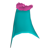 black and cyan cape with pink fur