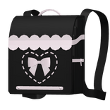 ♡꒰ black and pink stiched ruffled bow randoseru