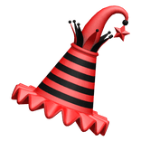 Black & Red Striped Jester Clown Party Hat