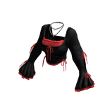 Black & Red Vintage Coquette Ruffle Longsleeve
