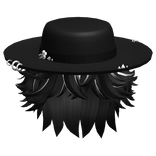 Black & White Hair w/ Wide Brim Hat
