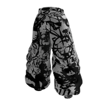 black and white messy y2k pants