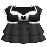 ♡꒰ black and white ruffled heart baby doll dress