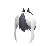 Black and white short ponytails w/ horns - Kayoko