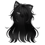 Black Anime Cat Hair w/ Black Hair Clip