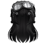 Black Anime Long Hair w/ Y2K Goggles Ushanka