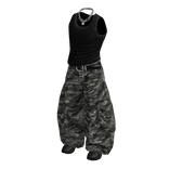 Black Baggy Camo Streetwear Outfit / 01