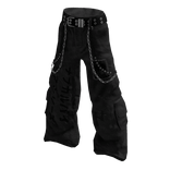 Black Baggy Y2K Pants with Belt