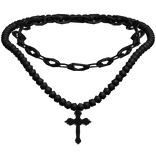 ♰ black beaded cross chain necklace  (3.0) ♰