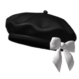 Black Beret With White Bow