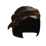 Black Bob W/ Leopard Headscarf