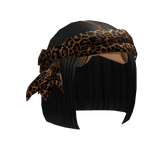 Black Bob W/ Leopard Headscarf