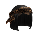 Black Bob W/ Leopard Headscarf