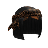 Black Bob W/ Leopard Headscarf