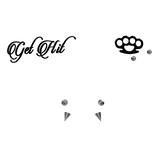 black brass knuckles tattoo piercing set