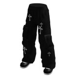 Black Cargo Pants w/ Crosses