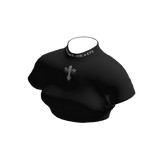 Black Chrome Heart Crop Top