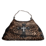 BLACK CHROME HEART LEOPARD PATCH BAG