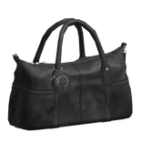 Black Chrome Vintage Leather Handheld Duffel Bag