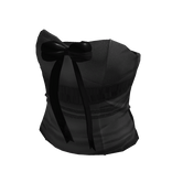 Black Classic Corset Top With Black Bow Ribbon